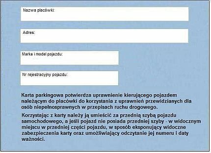 Zdjęcie przedstawia kartę dla placówki zajmującej się opieką nad osobami niepełnosprawnymi.