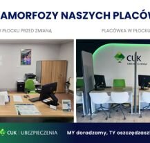 Porównanie wystroju placówki CUK w Płocku przed i po zmianach