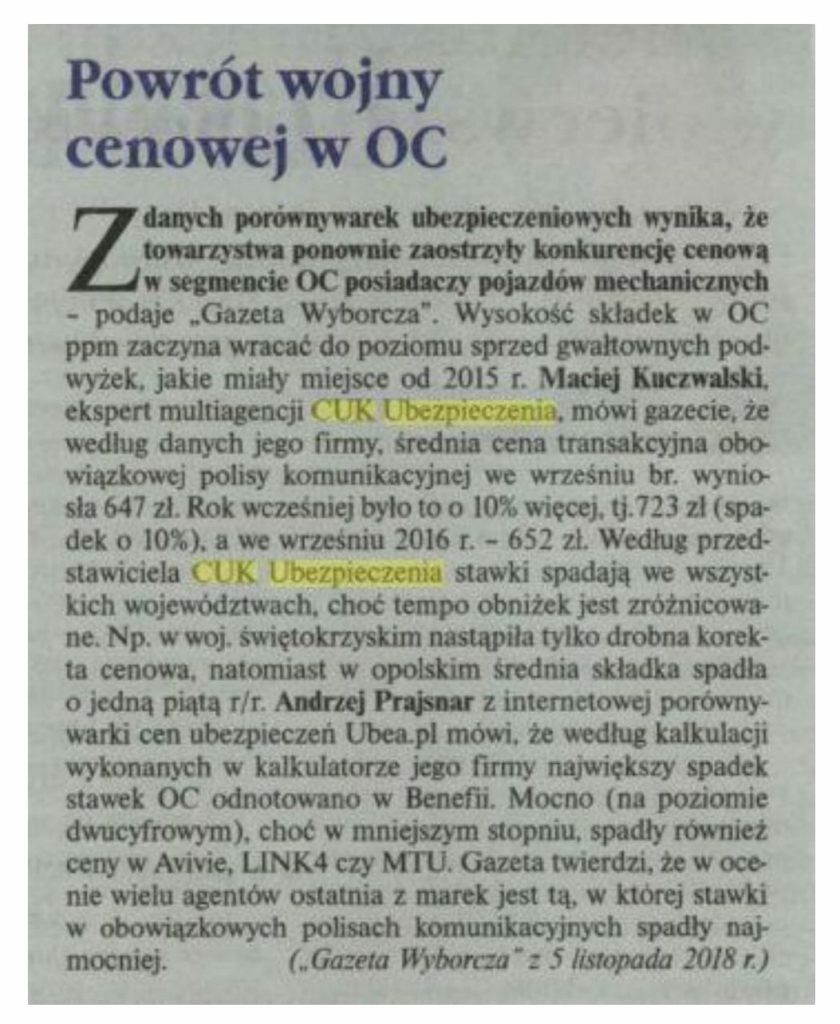Średnie ceny składek OC zaczynają się obniżać - towarzystwa ubezpieczeniowe rywalizują o kierowców.