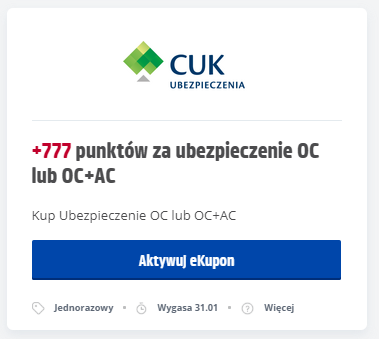 Aktywuj swój kupon w programie Payback dzięki zakupie polisy OC lub pakietu OC+AC w CUK Ubezpieczenia.