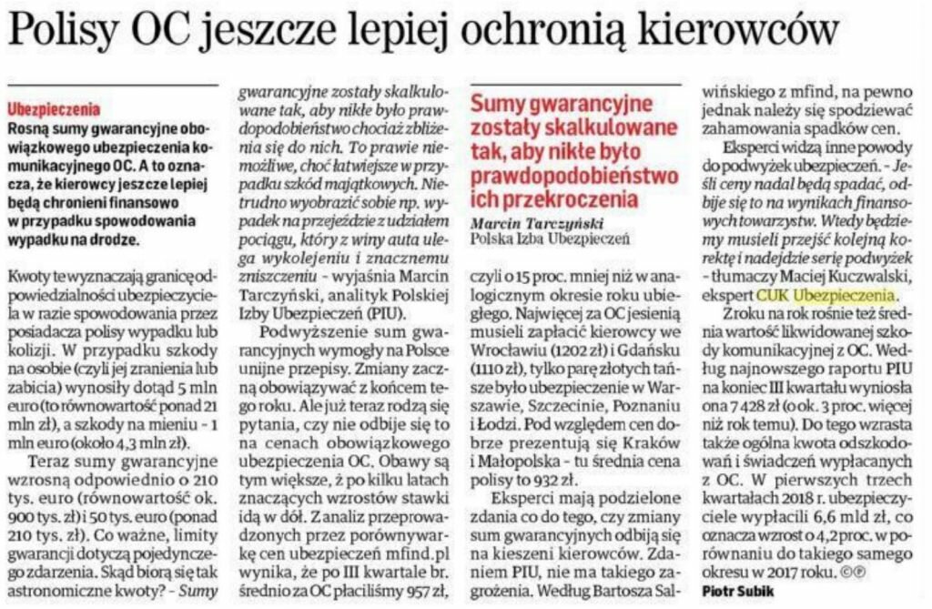Sumy gwarancyjne muszą być odpowiednio dostosowane do potrzeb kierowców. W razie zdarzenia mają być realną ochroną.