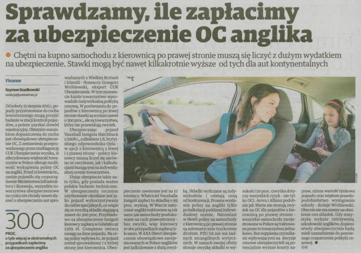 Samochód z kierownicą po prawej stronie może być ubezpieczony w Polsce, cena jednak raczej będzie wyższa.