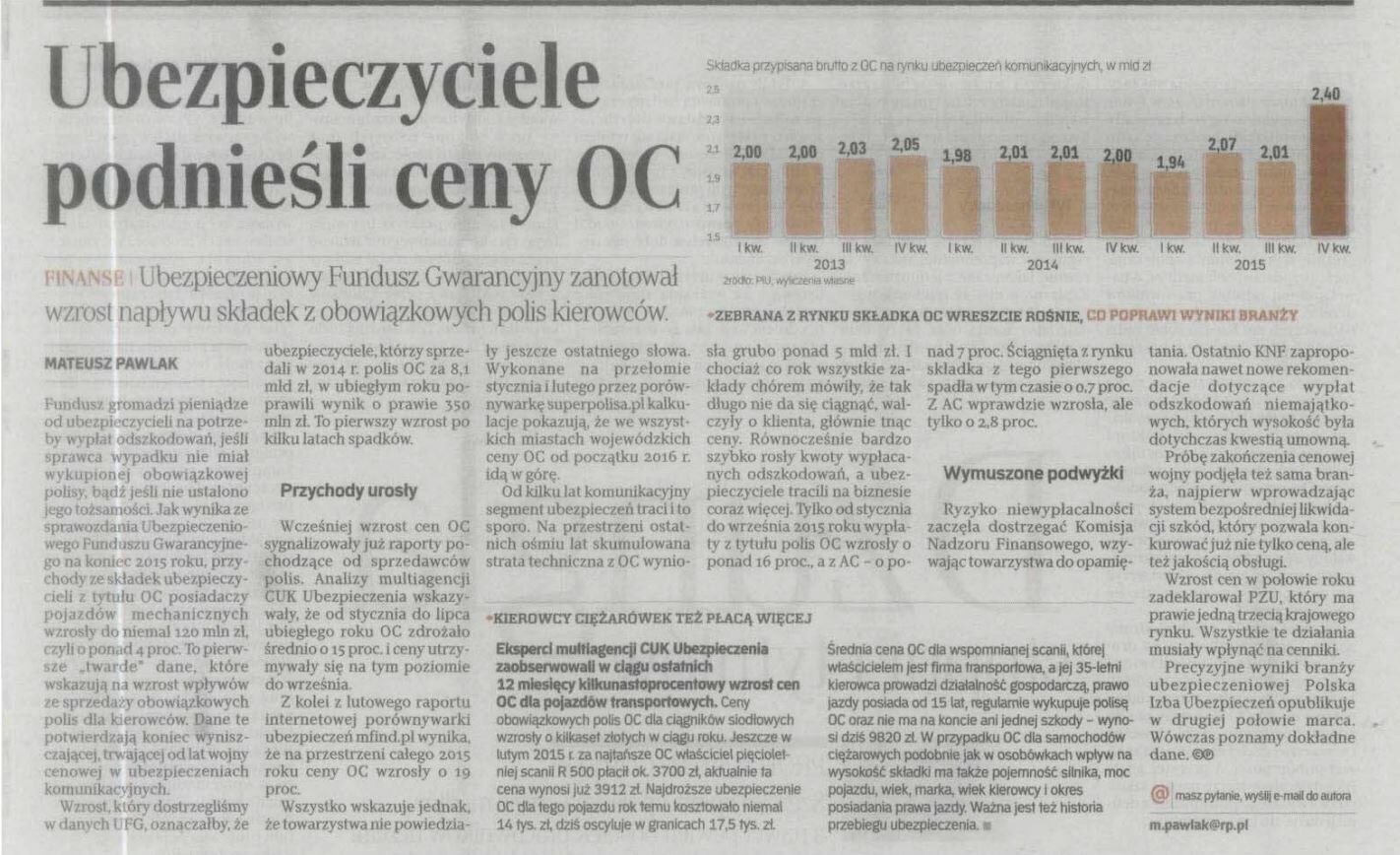 Dane zebrane przez naszą multiagencję jasno potwierdzają, że ceny obowiązkowego ubezpieczenia OC rosną.