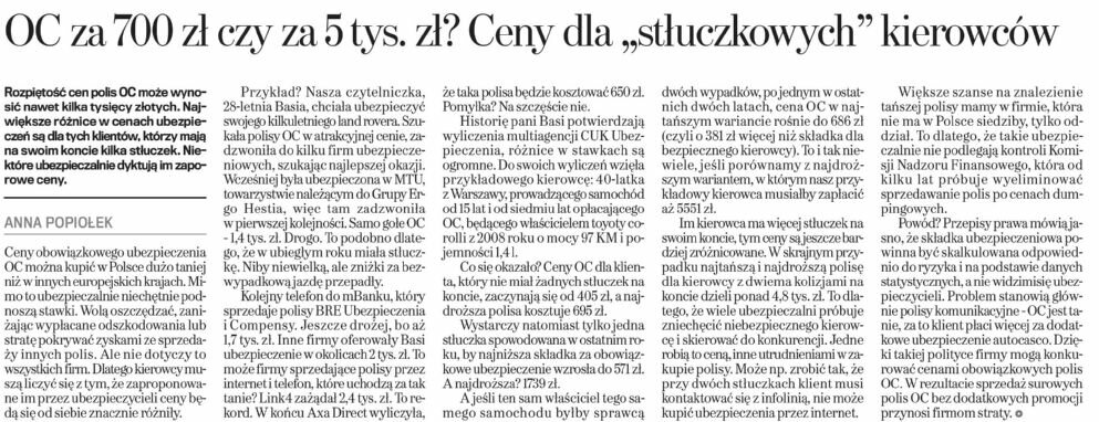 Cena składki za obowiązkowe ubezpieczenie OC może gwałtownie wzrosnąć po stłuczce lub innej zgłoszonej szkodzie.