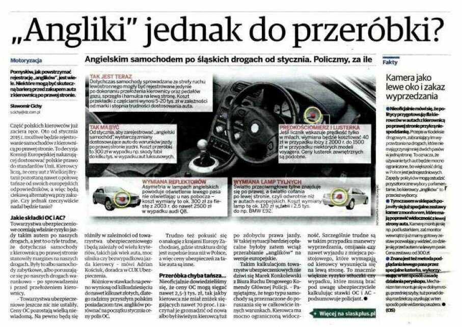 Auto z Wielkiej Brytanii nie jest najbezpieczniejszym pojazdem w Polsce. Kierownica po prawej stron utrudnia prowadzenie.