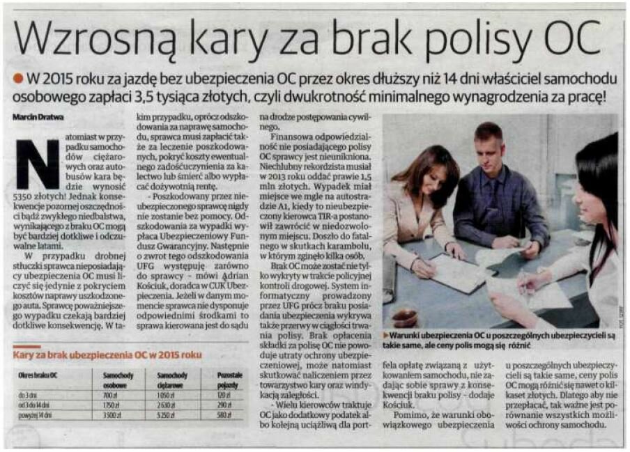Jeździsz bez OC? Czeka Cię wysoka kara, a w 2015 roku jej wysokość wzrośnie. Możesz zapłacić nawet kilka tysięcy.
